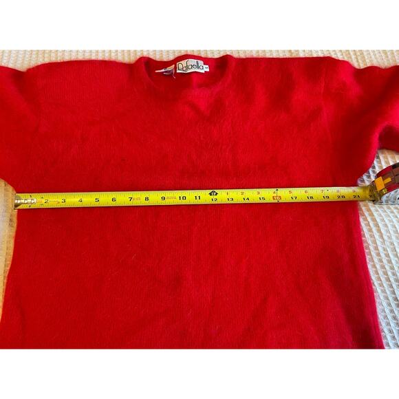 VTG Rafaella Red Angora Lambs Wool Blend Fuzzy Crew Neck Long Sleeve Sweater Med - Picture 10 of 15